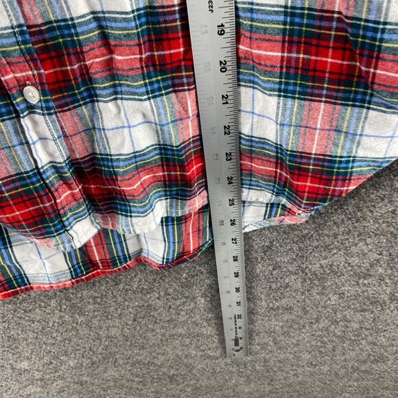 New Time And Tru Shirt Women M Medium Red Plaid Button Up Collared Long Sleeve - Picture 7 of 8